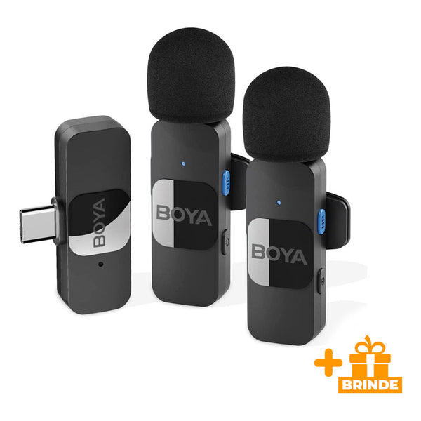 Micrófono Boya By-v20 Usb C Inalámbrico De 2,4 G Con Solapa Negra Y Color Tostado
