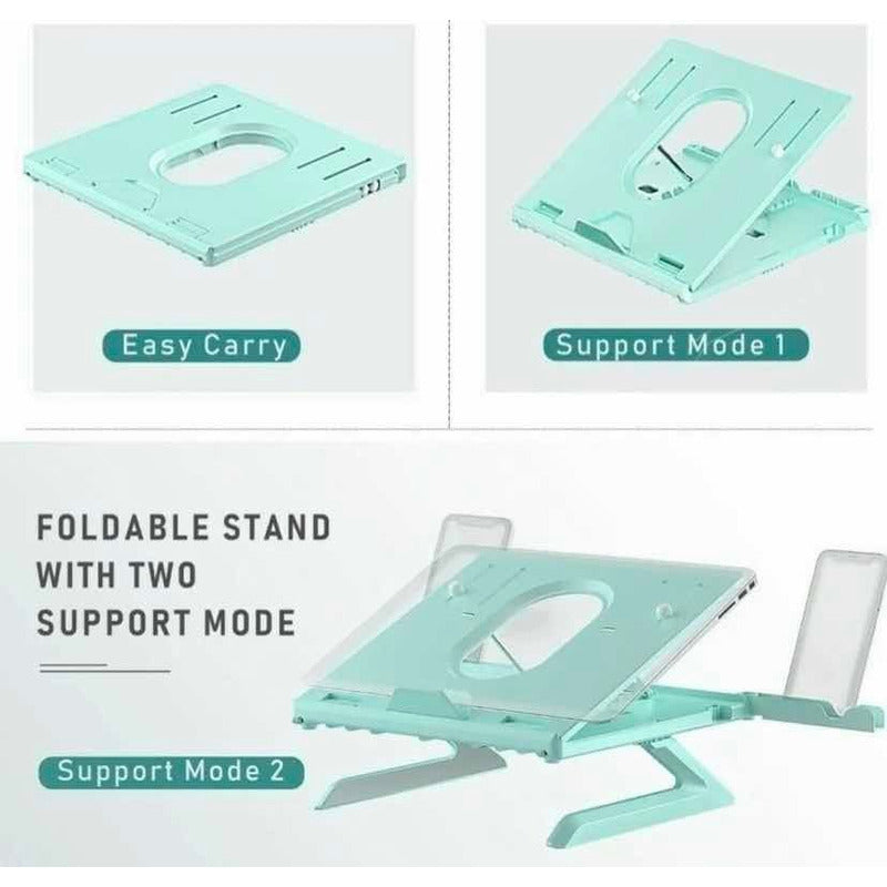 Elevador Notebook Plegable Soporte De Laptop Color Verde Claro
