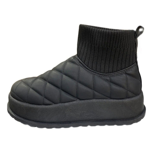 Bota Forrada Chiporro Pantubota Mujer Invierno Warm Boots Negro Ajedrez 37
