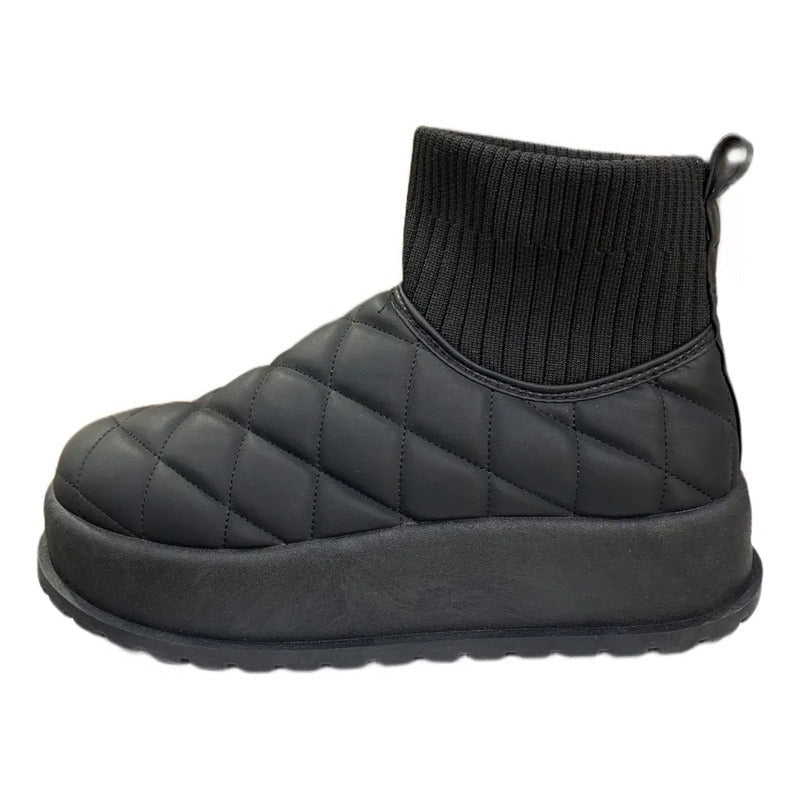 Bota Forrada Chiporro Pantubota Mujer Invierno Warm Boots Negro Ajedrez 37