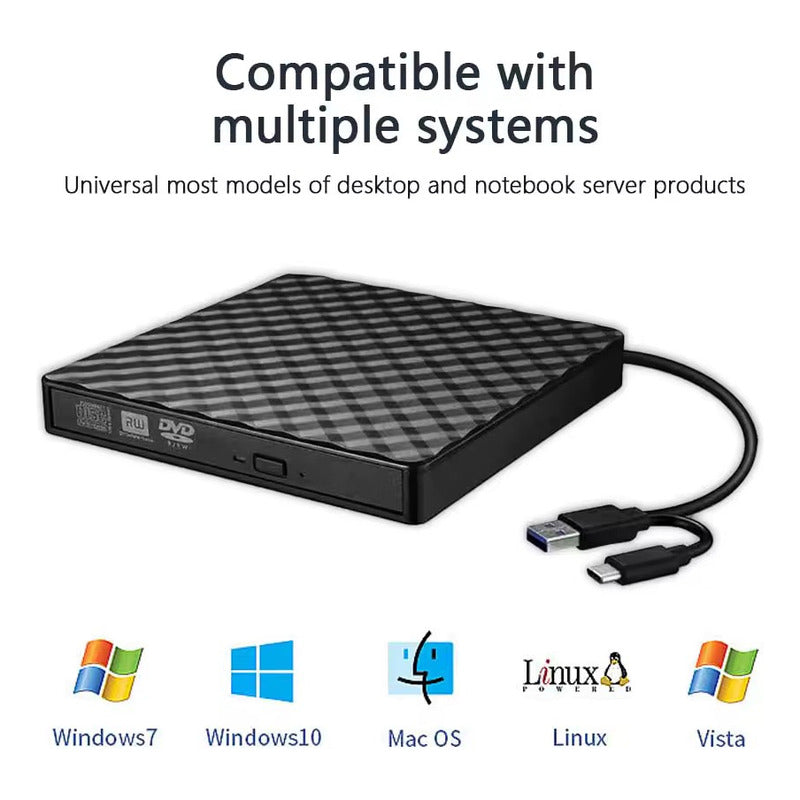 Carcasa Externa Para Unidad Dvd Tipo C Usb 3.0 Plug And Play Negro
