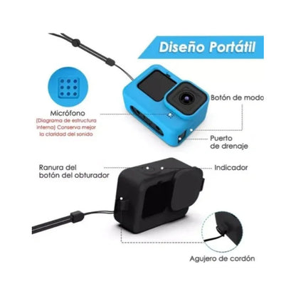 Funda De Silicona Para Gopro Hero 11/10/9 Negro Y Azul 2pcs Azul/negro