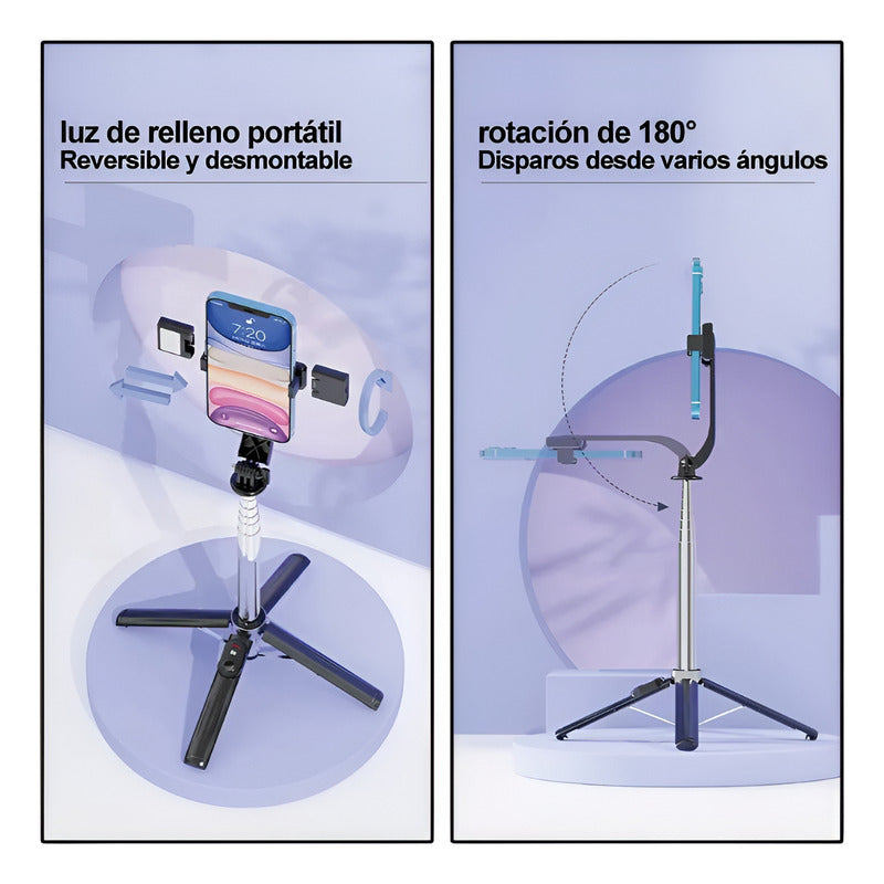 Palo Selfie Trípode Baston Extensible Bluetooth Negro