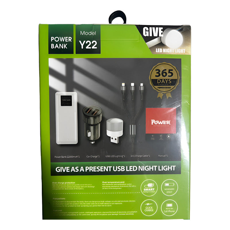 Kit Power Bank Cargador 22000mah Carga Rapida Multifuncion Variado 