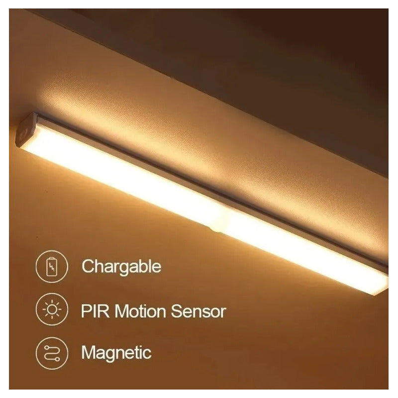 Luz Led Barra Recargable Con Sensor De Movimiento 10cm Blanco/luz Calida
