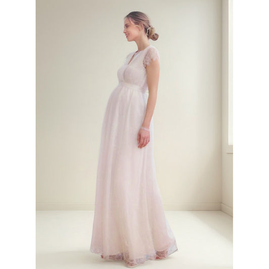 Vestido De Maternidad De Encaje Blanco Para Mujer Embarazada Blanco Encaje S