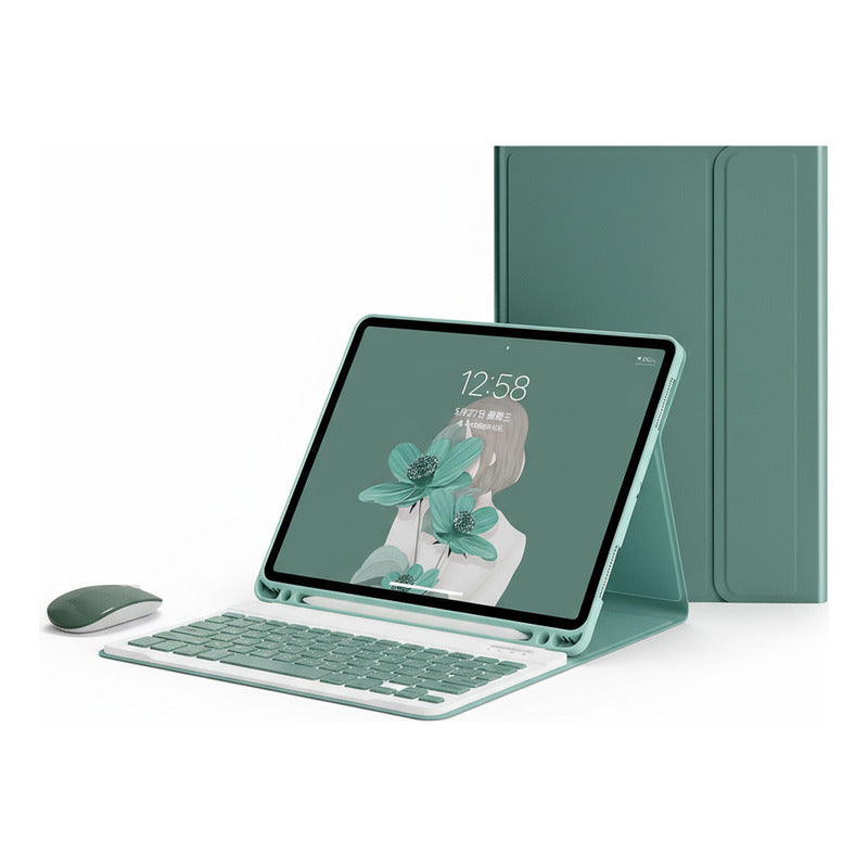 Funda Con Teclado Y Ratón Para Samsung Tab A8 10.5 Sm-x200 Verde Oscuro