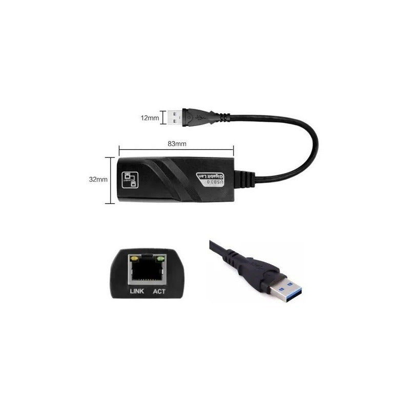 Adaptador Ethernet Usb 3.0 Lan Rj45 Gigabit 10/100/1000mbps