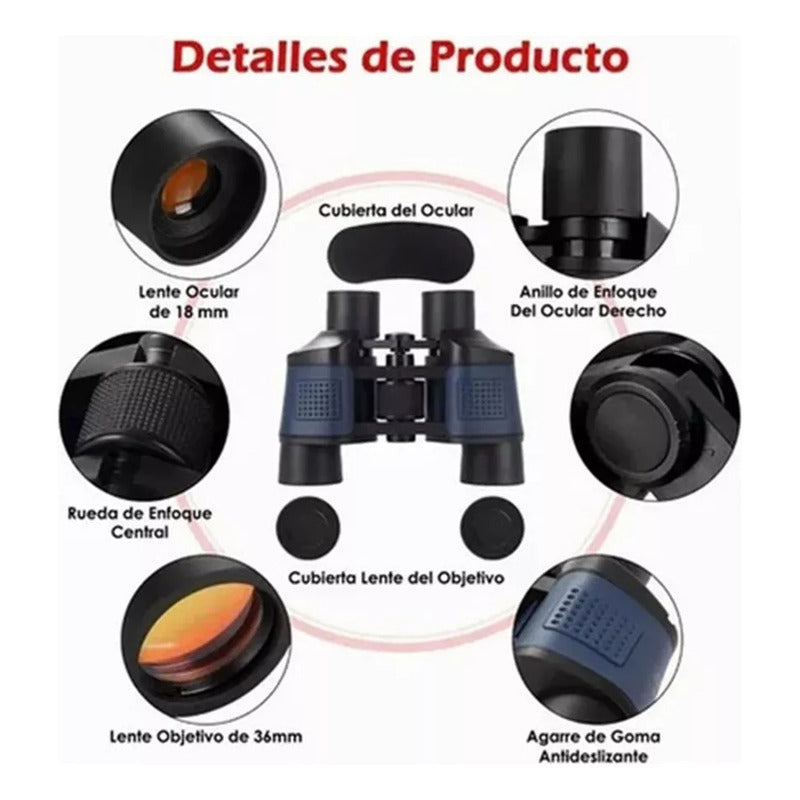 Binoculares De Visión Nocturna De 60x60 Con Telescopio Azul Oscuro
