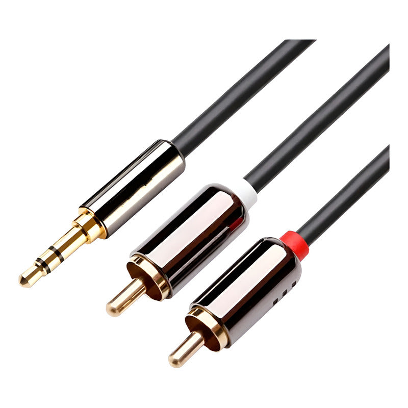 Cable de audio con conector jack de 3,5 mm macho A y 2 RCA macho Aux