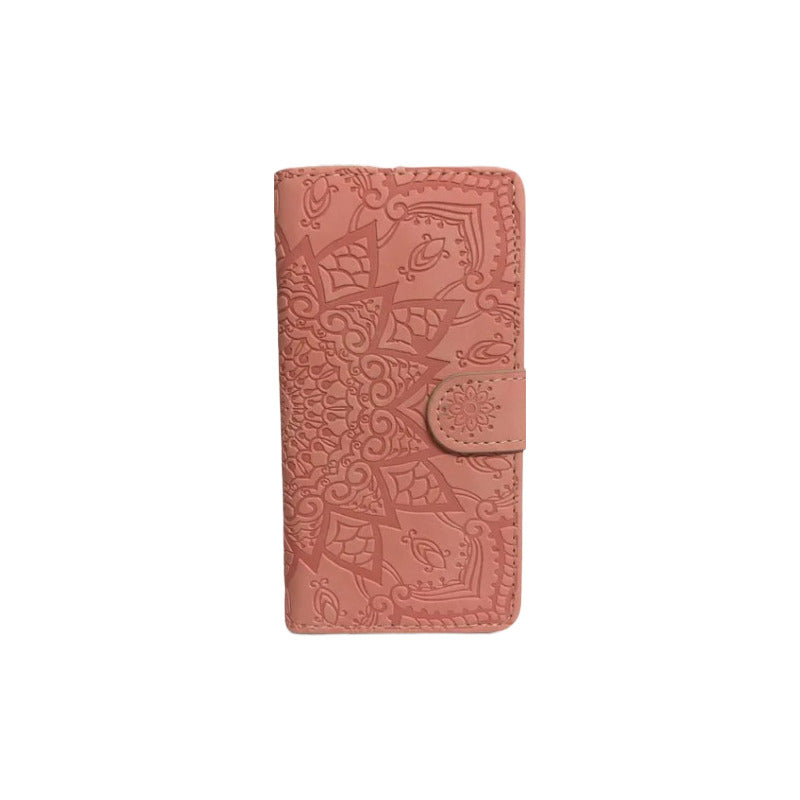Para iPhone 14 / Pro Carcasa Cuero Mandala Rosa