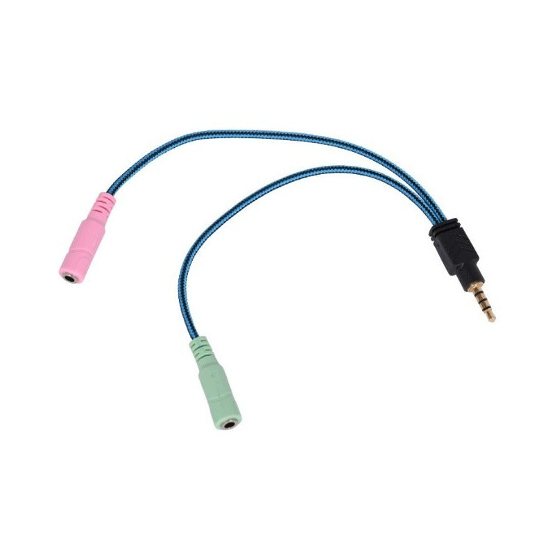Cable Audio 3,5mm Macho Doble Hembra Auricular Adaptador Color Negro Azul