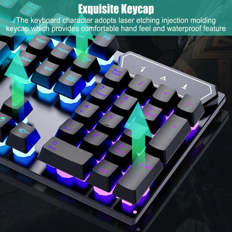 Teclado Gamer 104 Teclas D280 Color Negro Con Luz Rgb Negro Español Latinoamérica