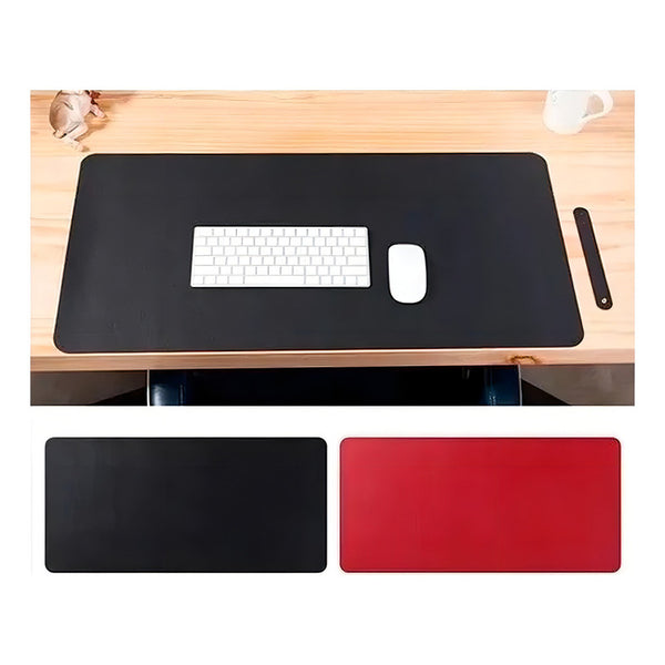 Alfombrilla Mousepad De Cuero Impermeable Reversible 80x40 Color Negro/rojo