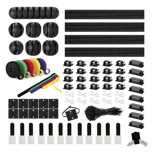204 Kit Multifunción Organizador Cables Adhesivo Antinudos Varios