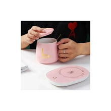 Cargar imagen en el visor de la galería, Taza Con Calentador Eléctrico 55°c Tazón Para Café Té Leche Color Rosado
