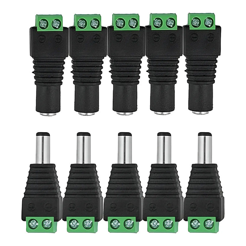 Pack 5 Par Conector Dc Macho Hembra Negro