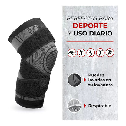 Rodillera Deportiva Compresion Set X2 Banda Ajustable Negro Xl