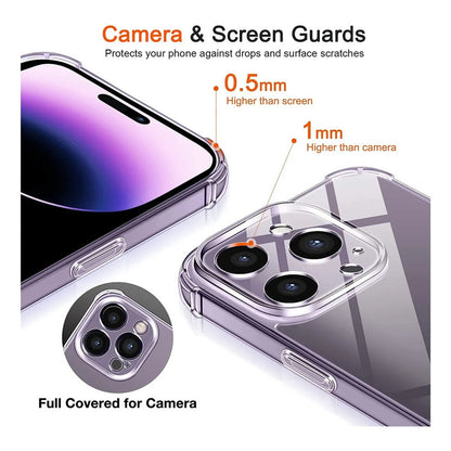 Carcasa Para Iphone14 Pro+lamina Vidrio Completa Tansparente Transparente Carcasa Anti Golpes Para iPhone Lamina Vidrio Completa