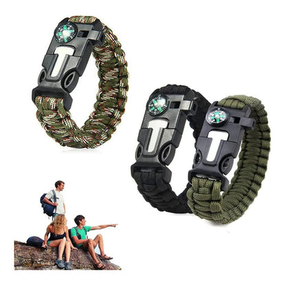 3 Pcs Pulsera Paracord Pack De Supervivencia Brujula Militar Variados