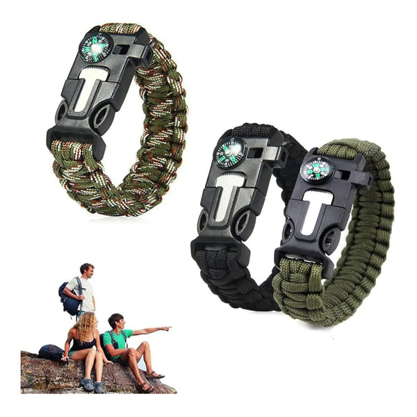 3 Pcs Pulsera Paracord Pack De Supervivencia Brujula Militar Variados