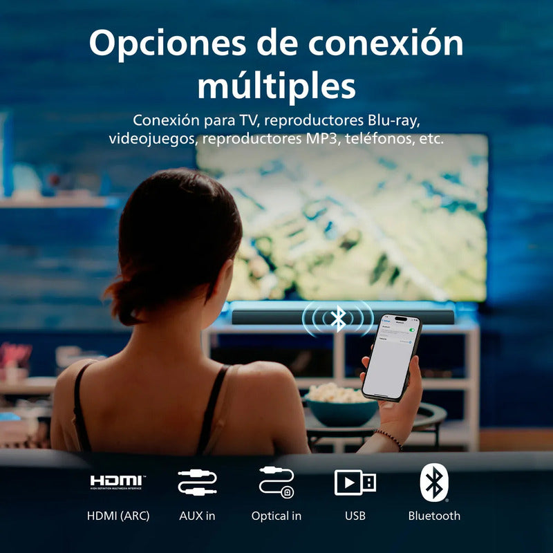 Barra De Sonido Philips Negra50-18khz S/control Caja Abierta Negro 220