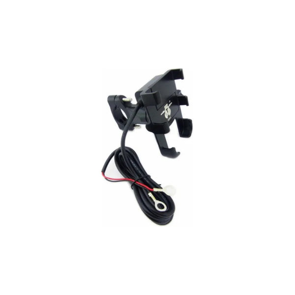 Portacelular Metálico Para Moto Con Cargador Usb Negro