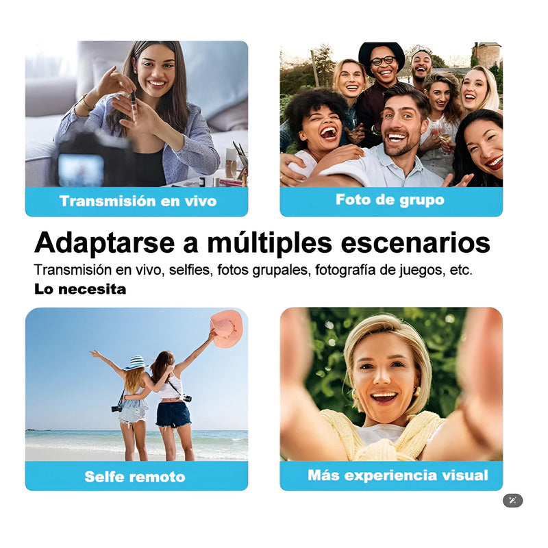 Palo Selfie Trípode Baston Extensible Bluetooth Negro