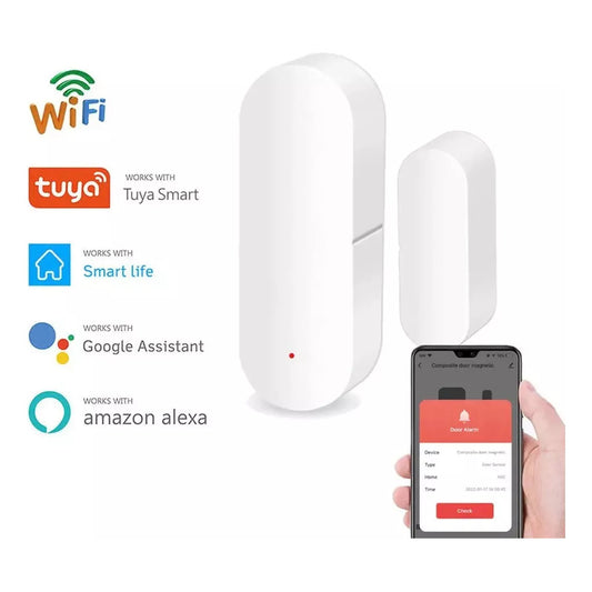 Sensor Puerta Y Ventana Y Luz Wifi Inteligente 2 En 1 Tuya Blanco