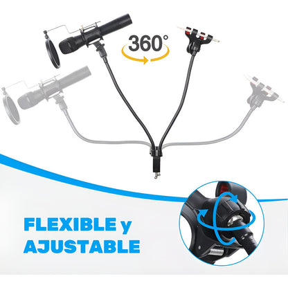 Soporte Flexible Pedestal Microfonos Celular Con Filtro Pop