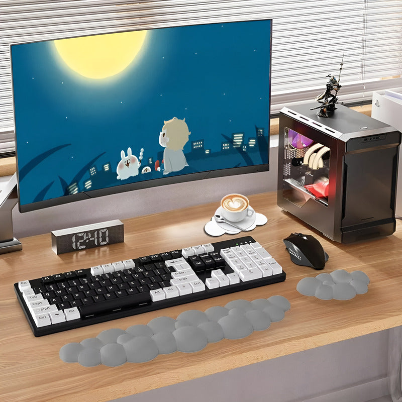 3 Pcs Mouse Pad Gel Ergonomico Wrist Support Gris