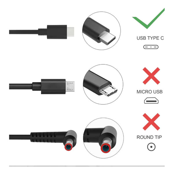 Cargador Para Notebook Lenovo 20v 2.25a (45w) Usb Tipo C Negro