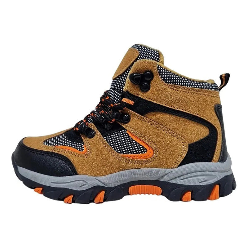 Zapatilla De Niño Para La Montaña Con Interior De Chiporro Marrón Claro Geométrico 26