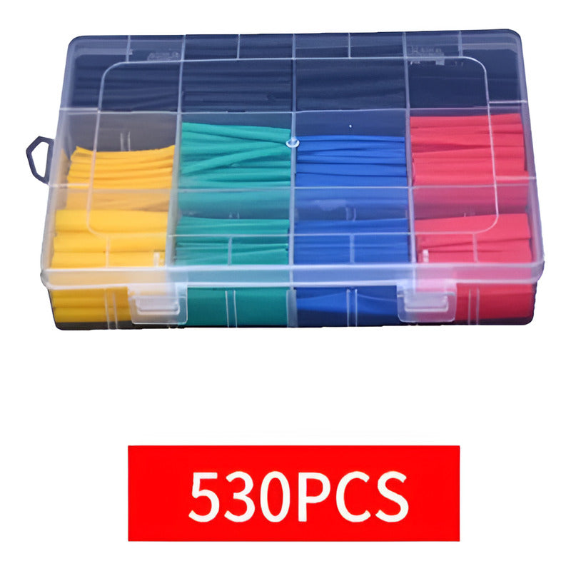 Set 530 Tubos Termoretractil Colores Varias Medidas