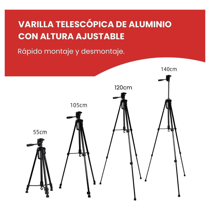 Trípode Profesional Para Cámara, Celular, Video Negro