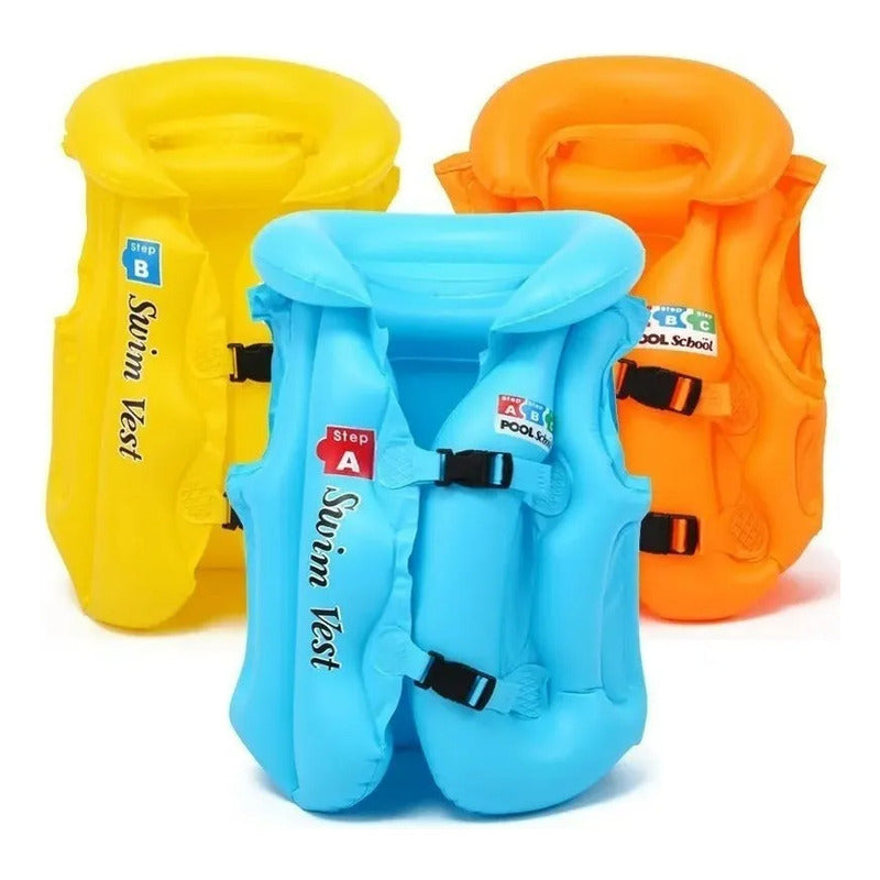 Chaleco Seguridad Inflable Flotador Niños Salvavidas Talla S Amarillo S