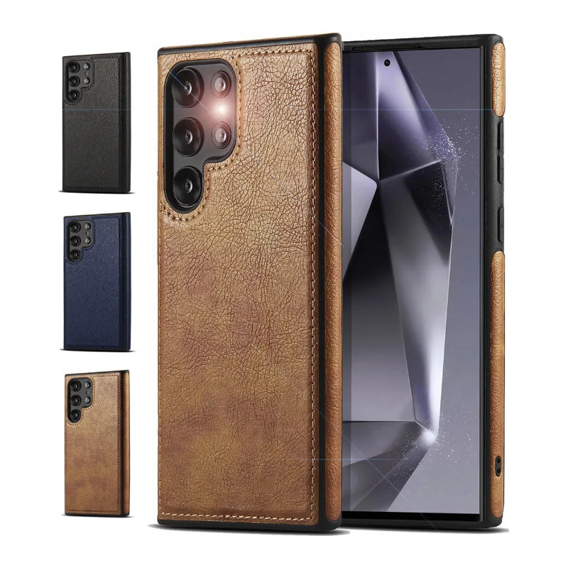 Carcasa De Cuero Premium Samsung Galaxy S22 Ultra Azul Oscur Azul Oscuro