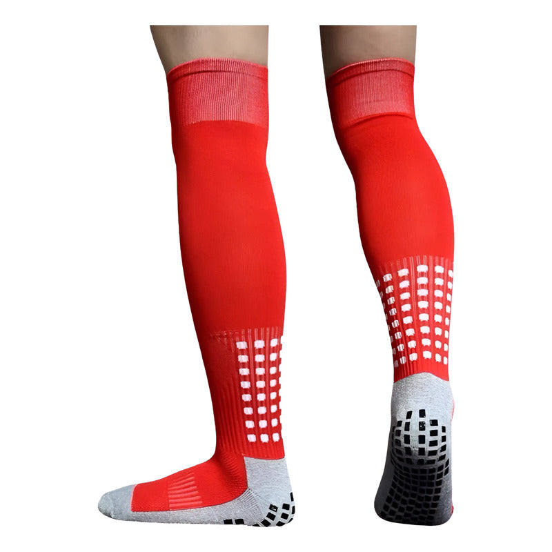 Medias Deportiva Antideslizante Larga Espesar 2pares Rojo/negro