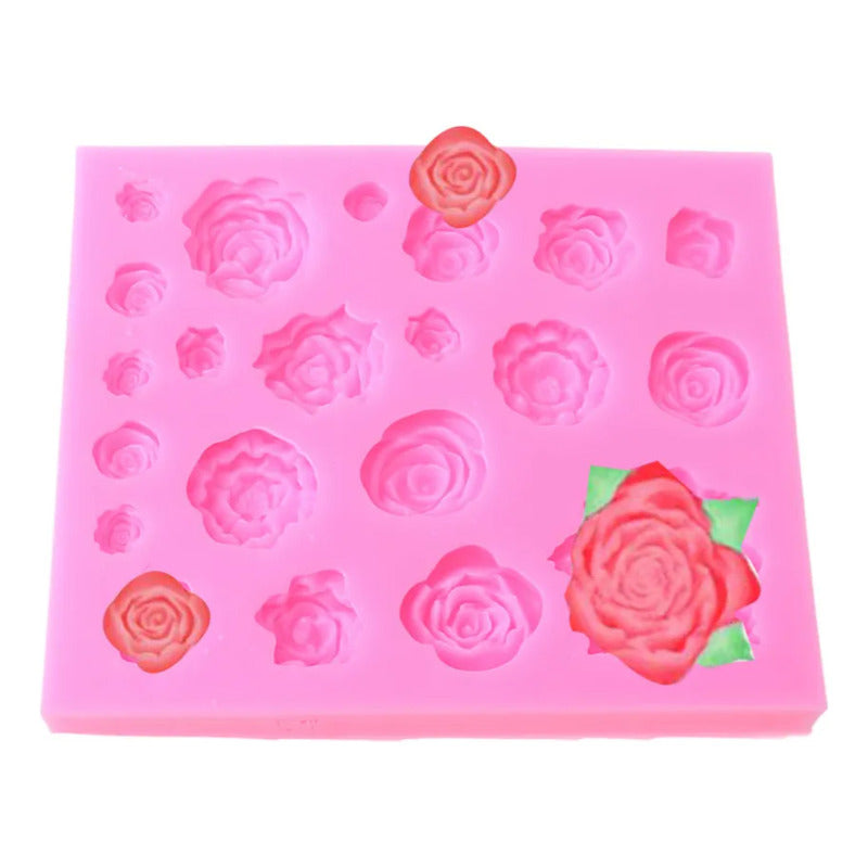 Molde De Silicona Con Forma De Flor De Rosa Rosa