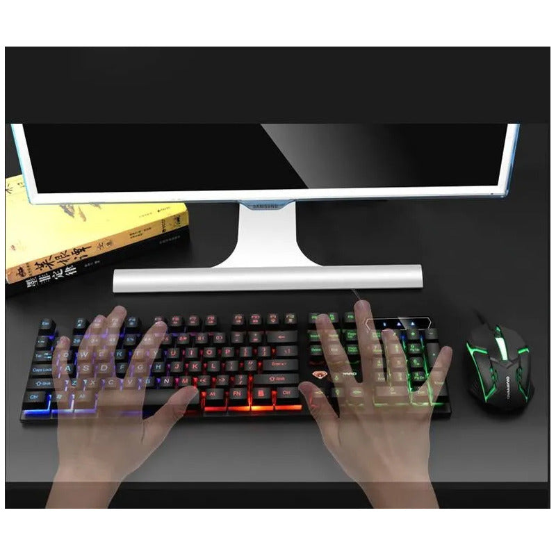 Teclado Gamer 104 Teclas D280 Color Negro Con Luz Rgb Negro Español Latinoamérica