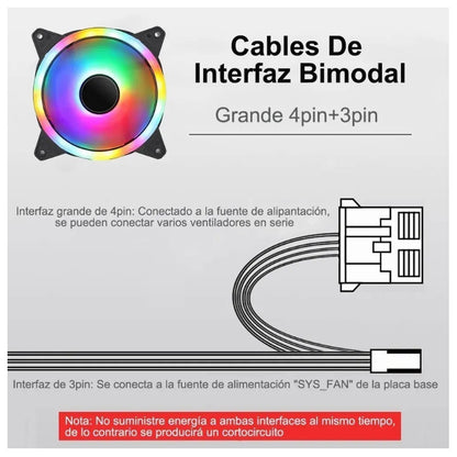 3pcs Kit De Ventiladores Rgb Led Arcoíris De 1200rpm Y 120mm Blanco