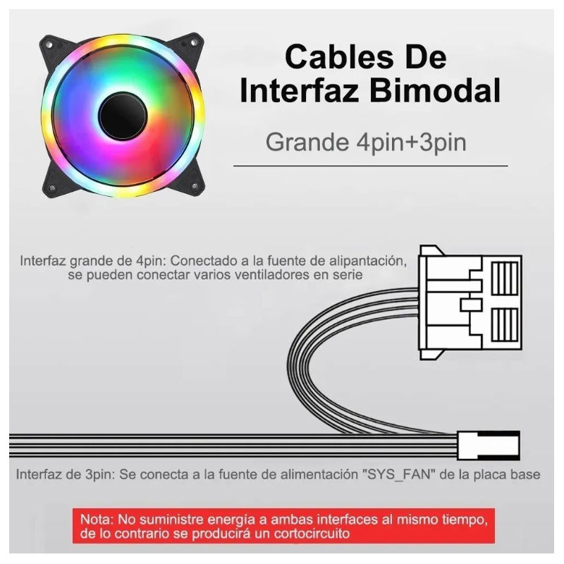 3pcs Kit De Ventiladores Rgb Led Arcoíris De 1200rpm Y 120mm Blanco