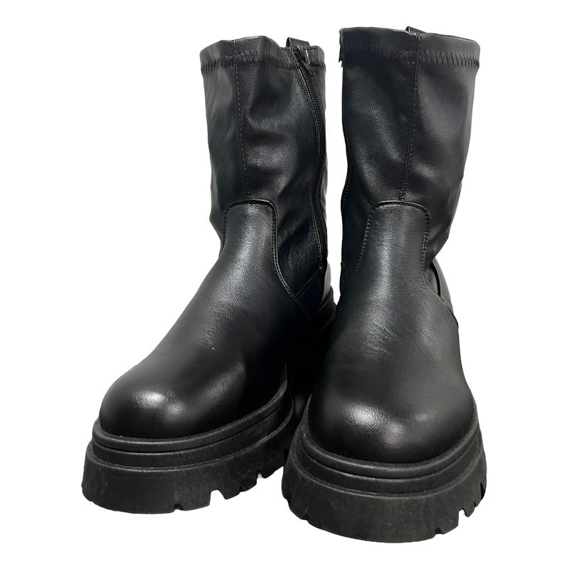 Botín Mujer Tobillo Elasticado Negro Corona Negro Liso 39