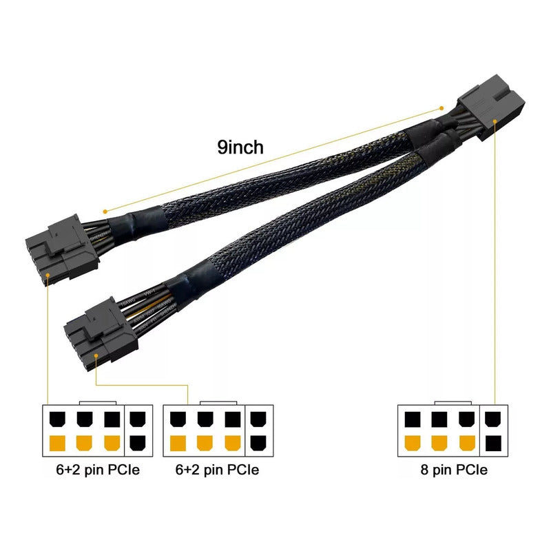 Pack X6 Cables Pcie 8pin Gpu 16awg  Doble Conector Vga