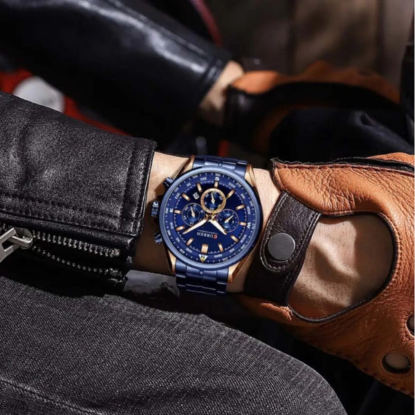 Reloj Curren Hombre Casual Cuarzo Azul Cronografo