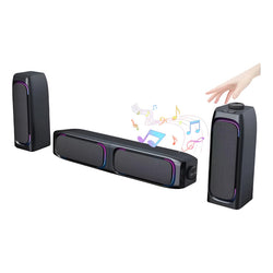 Soundbar Parlante Gamer Pc Tv Rgb Inalámbricos Con Subwoofer Negro