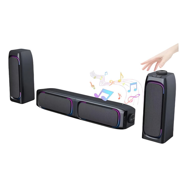 Soundbar Parlante Gamer Pc Tv Rgb Inalámbricos Con Subwoofer Negro