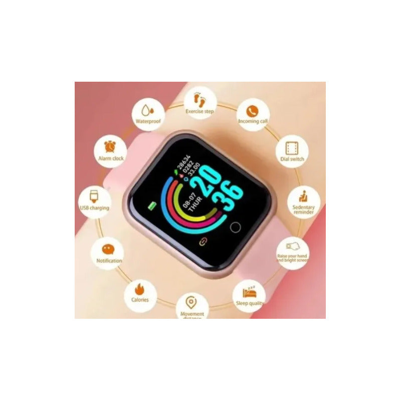 Smartwatch Reloj Inteligente Deportivo Pulsera Inteligente Mujer Blanco Rosa Rosa