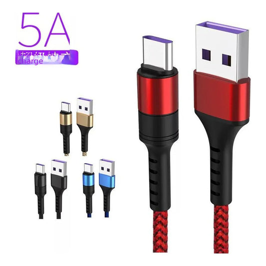 Cable Supercharge Carga Rápida Cargador Tipo C 5a 2 Metros Rojo