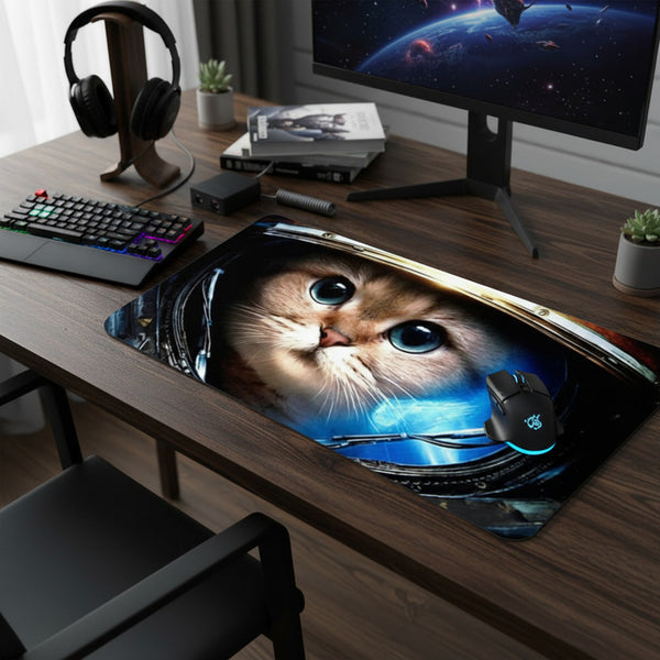 Mouse Pad Gamer Gatito Astronauta 90×40 Negro